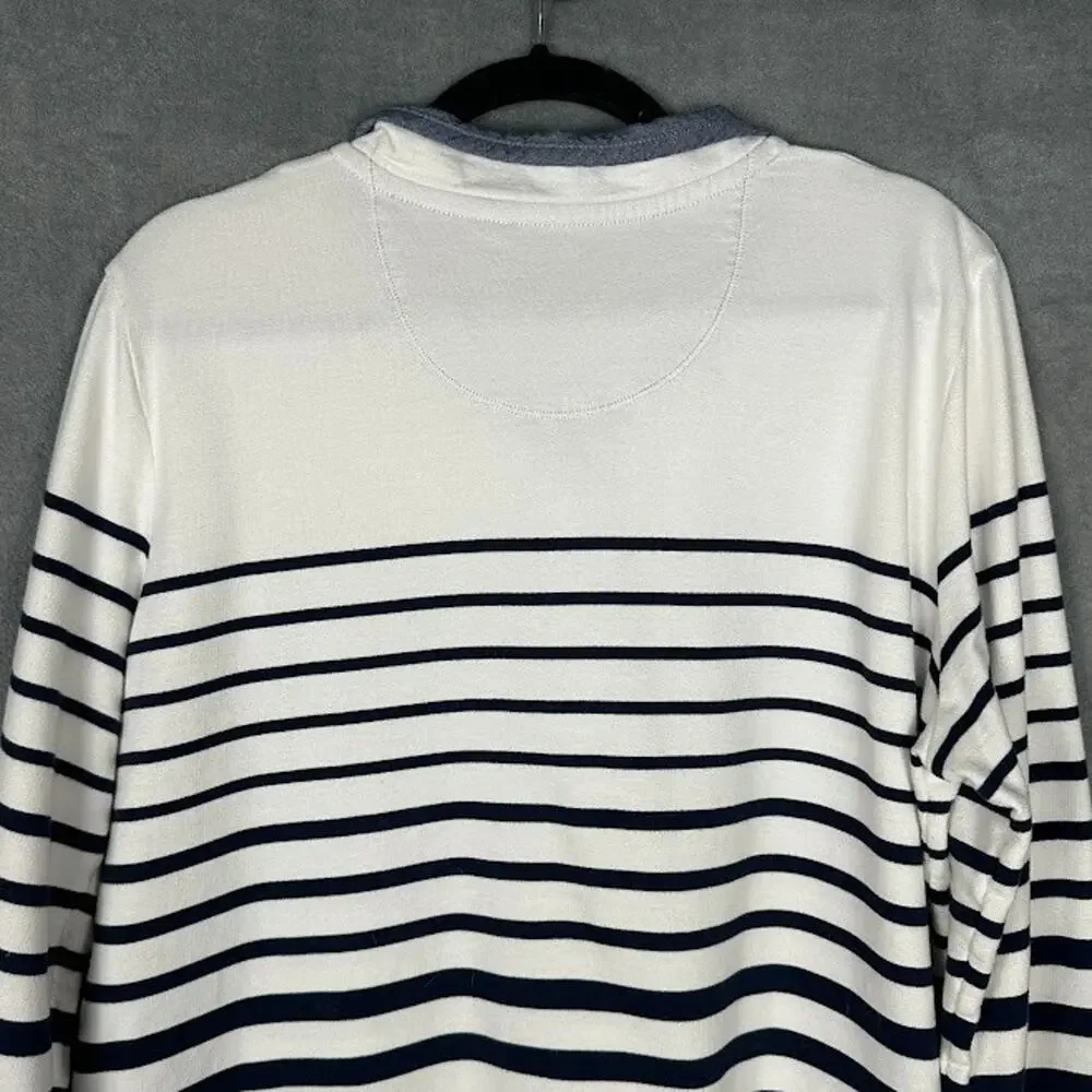 LL Bean Sweater Womens Extra Large White Navy Striped Rugby Soft Cotton Preppy - Picture 4 of 12